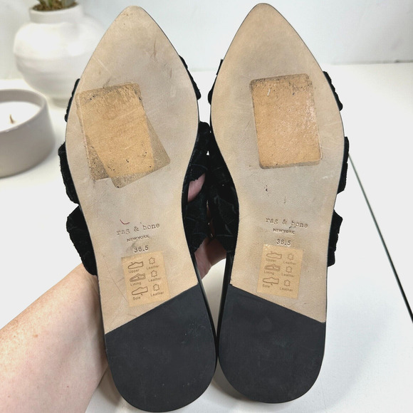New Rag & Bone Lewis Braided Sandal Suede Pointed-Toe Black Women 36.5/6 NWOB - Picture 7 of 7
